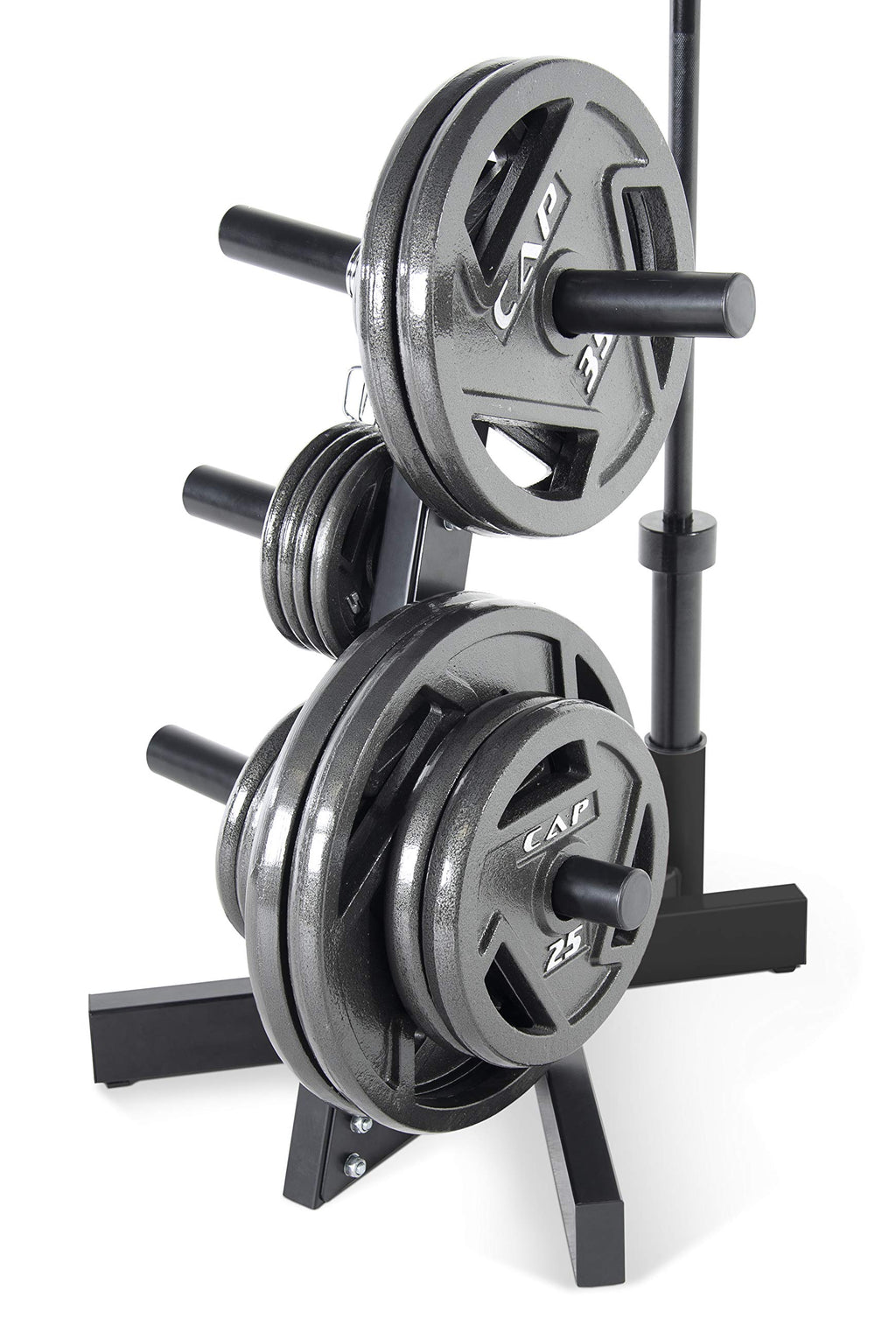 Cap Barbell Olympic Plate Tree Storage Rack For Weights And Bar, Black