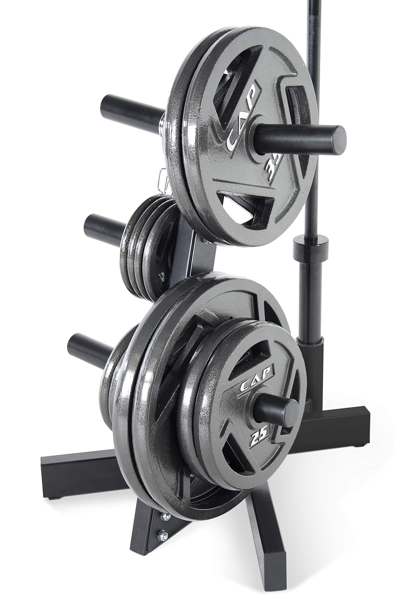 Cap Barbell Olympic Plate Tree Storage Rack For Weights And Bar, Black