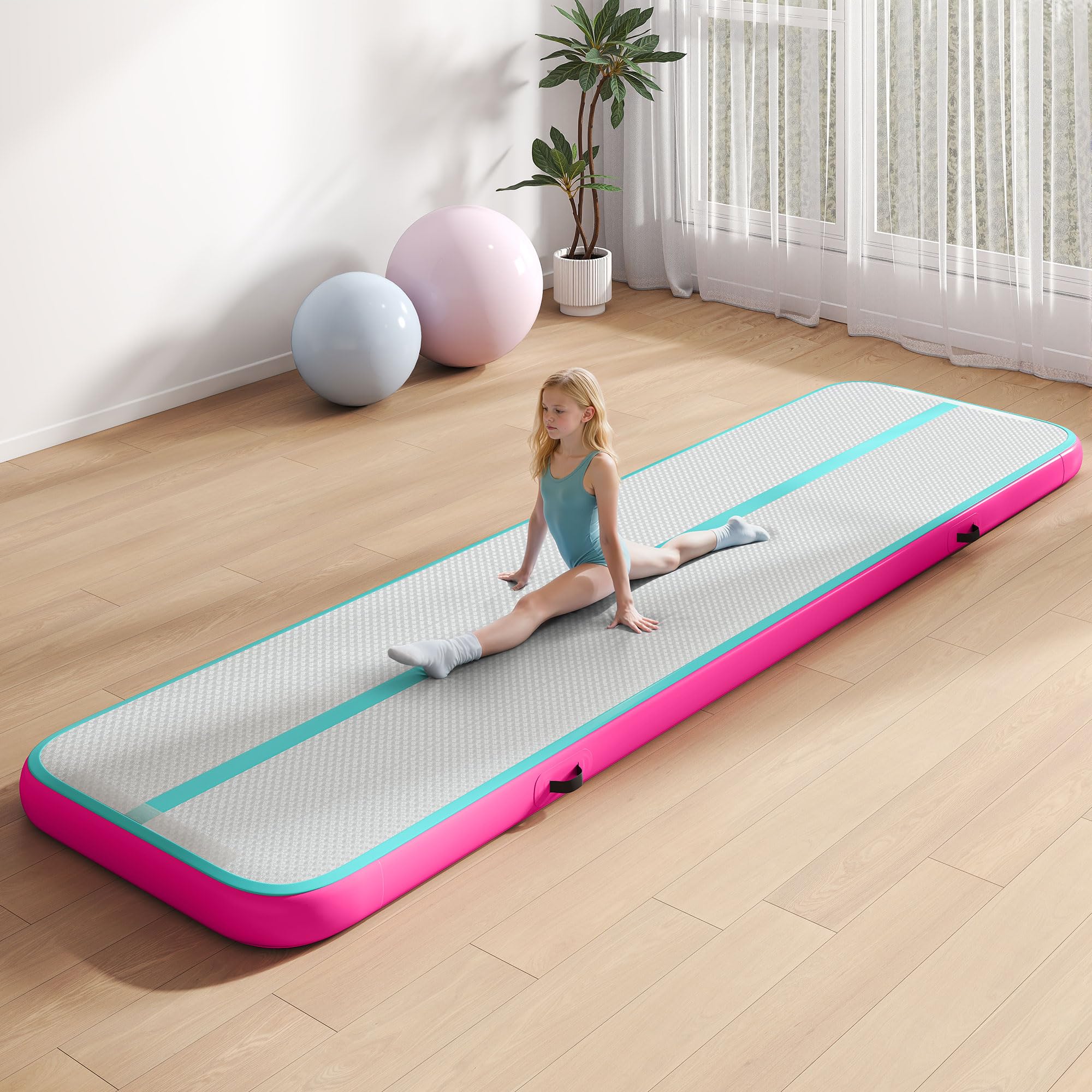 YITAHOME Air Gymnastics Mat 13ft Tumble Track Mat 4 Inches Thick Inflatable Tumbling Mat with Electric Pump & Carry Bag for Home