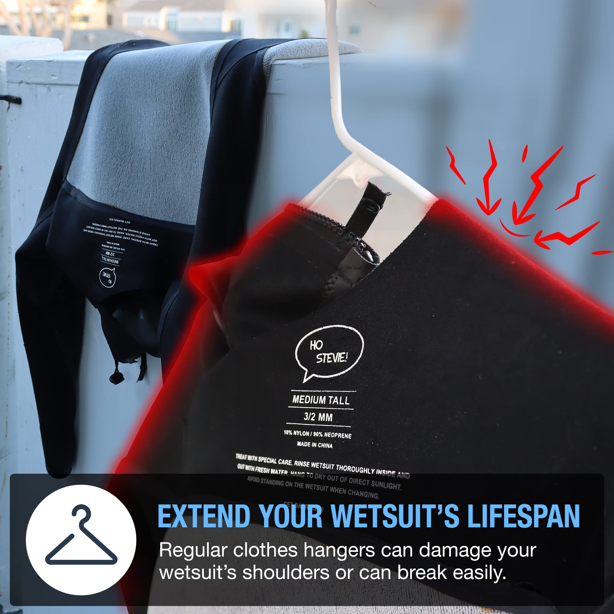 Ho Stevie! Wetsuit Hanger - Fast Dry Folding Vented Hanger For Surfing And Scuba Diving Wet Suits
