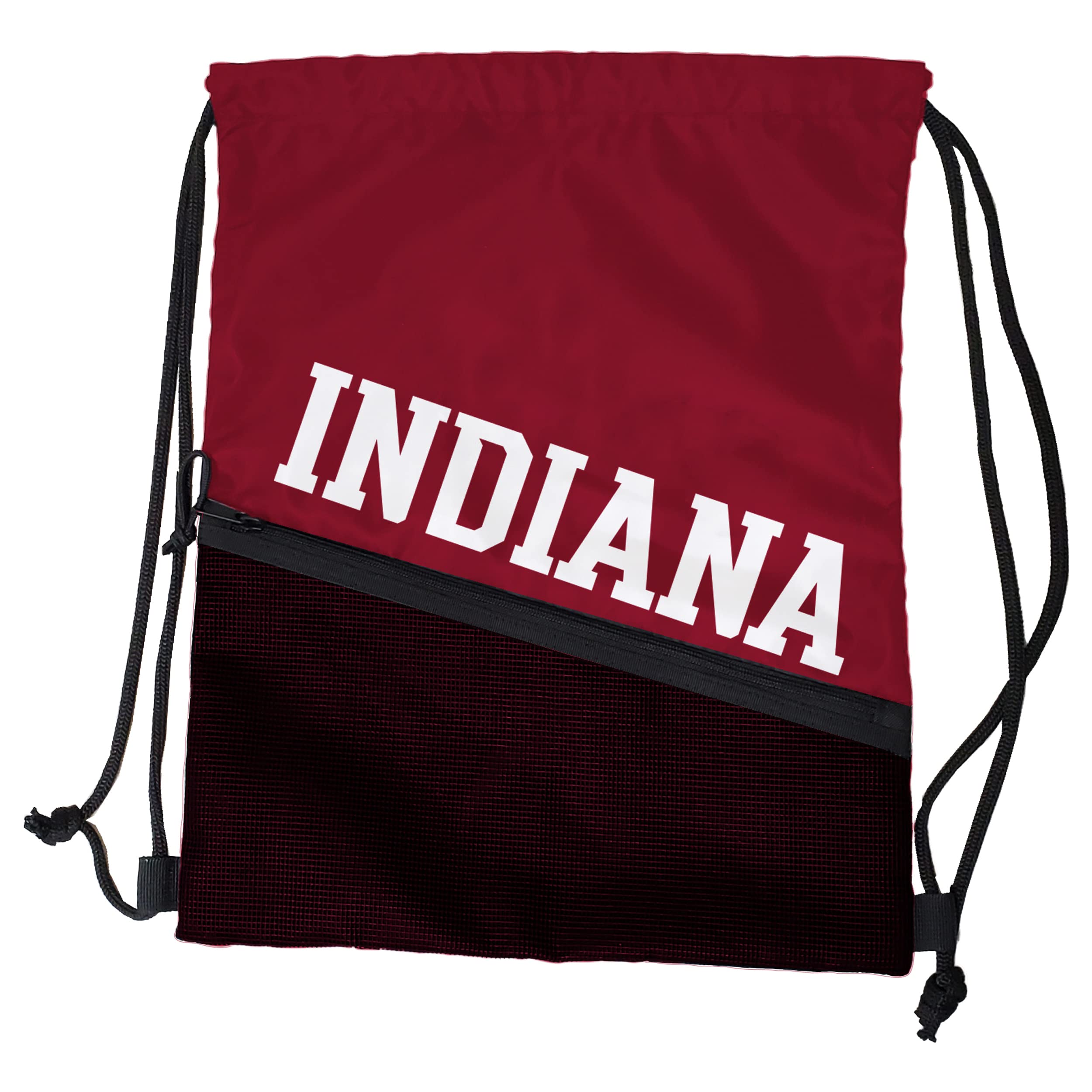 Logo Brands NCAA Indiana Hoosiers Tilt Backsack - Water Resistant Drawstring Bag with Dual Strap Closure, Zipper Mesh Pocket, Li