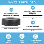 Sip Equip Wide Mouth Straw Lids (2 Pack), Compatible With Hydro Flask, Simple Modern, Hydro Cell, Thermoflask, Takeya, Vmini And