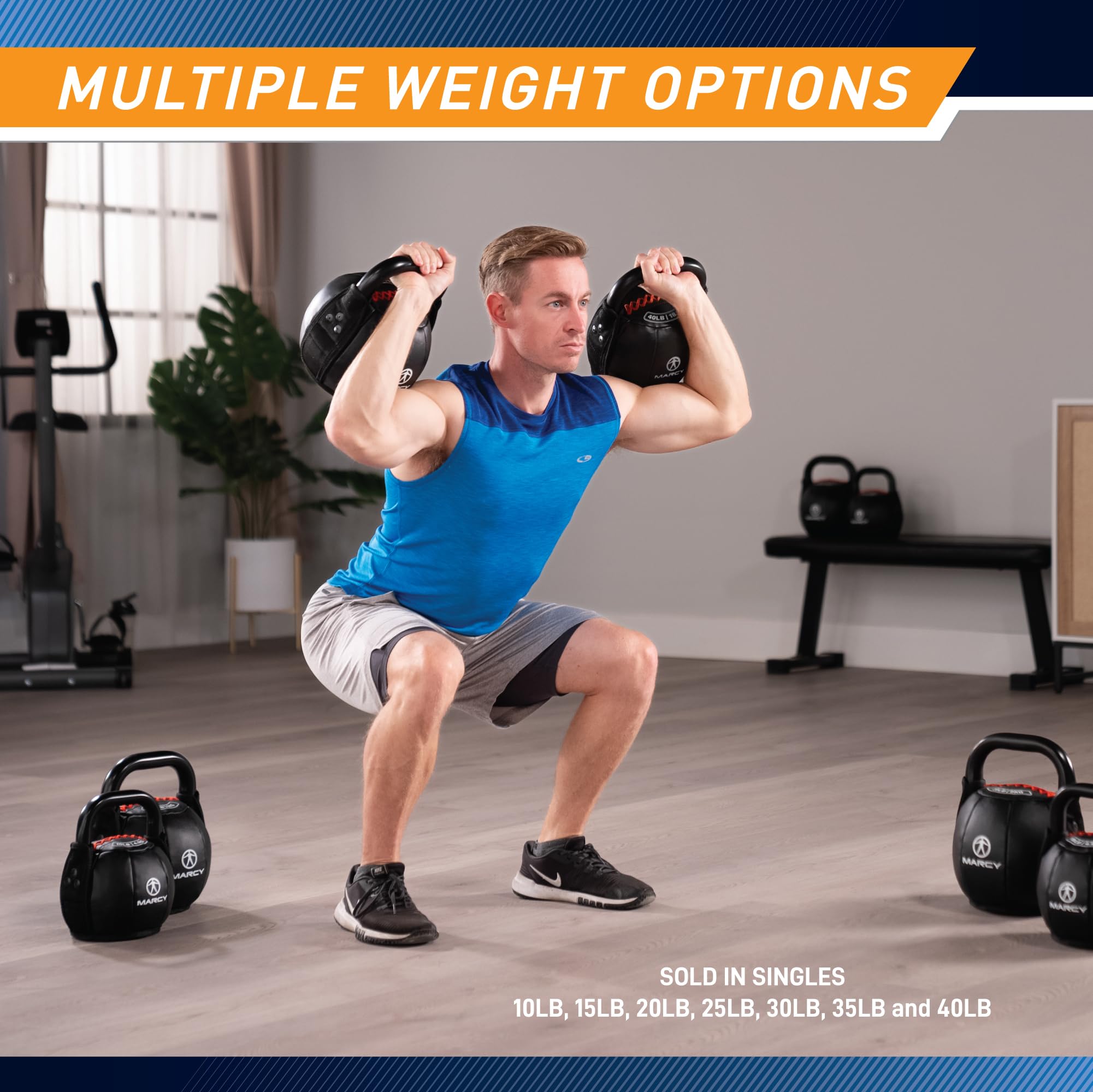 Marcy Soft Kettlebell with Handle for Weightlifting, Conditioning, Strength Training, Core Training for Full Body Workout 10lb S