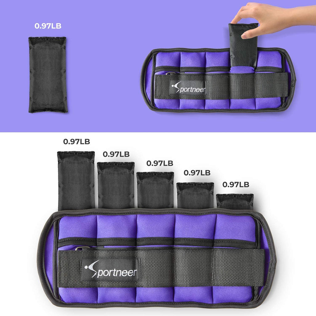 Sportneer Adjustable Ankle Weights For Women & Men,Durable Ankle Wrist Arm Leg Weights Strap For Fitness, Exercise, Walking, Jog