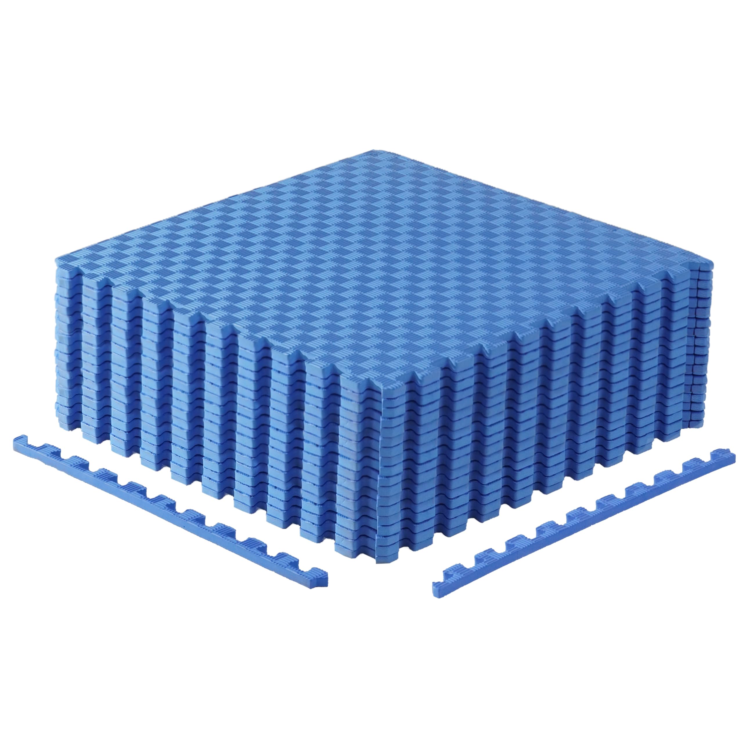 Cap Barbell 1/2-Inch Interlocking Eva Foam Exercise Puzzle Mats - 3 Pack | 24'' X 24'' X 1/2'' | Tatami Pattern - Blue
