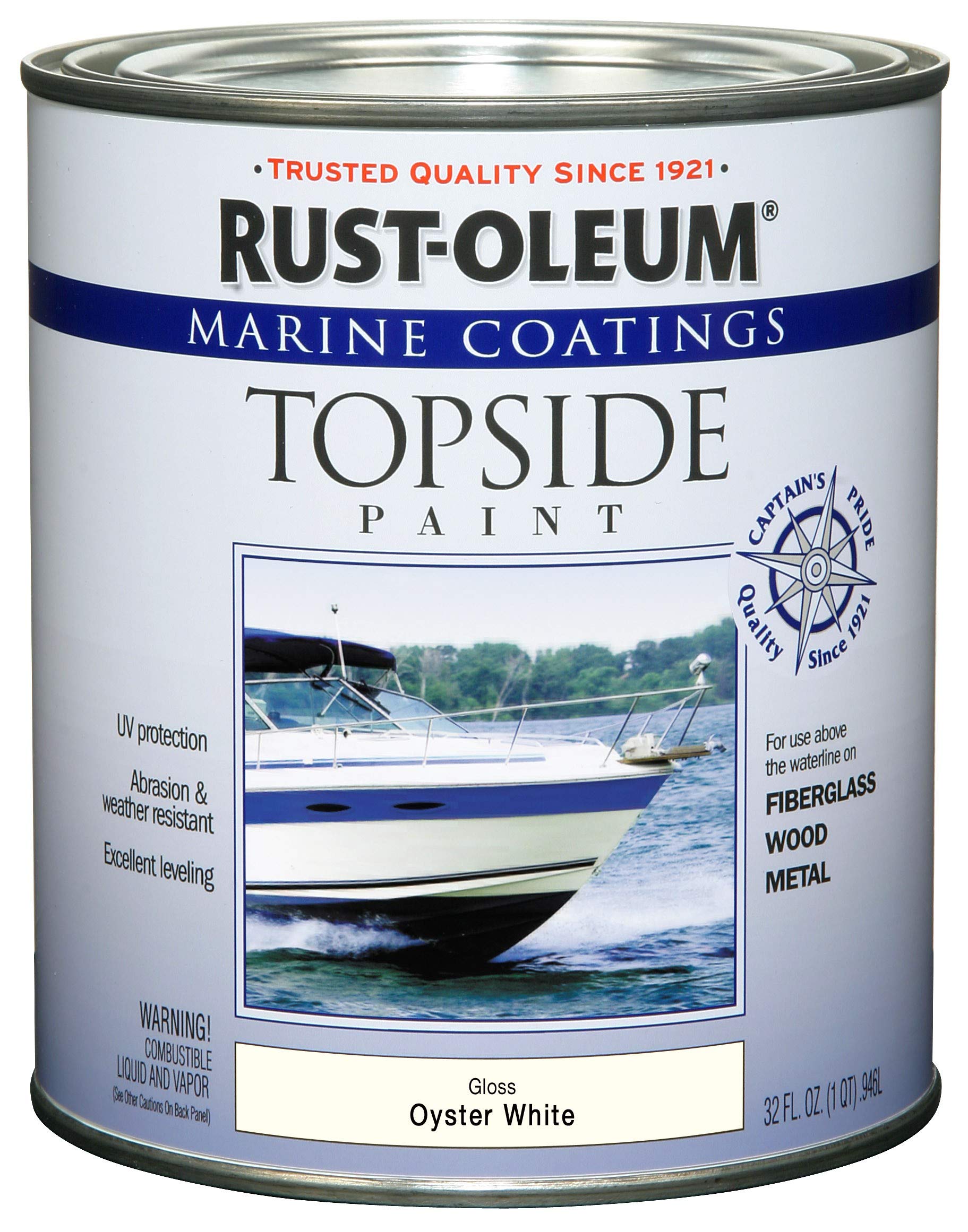 RustOleum 207001 Marine Coatings Topside Paint, Quart, Oyster White 32 Fl Oz (Pack of 1)