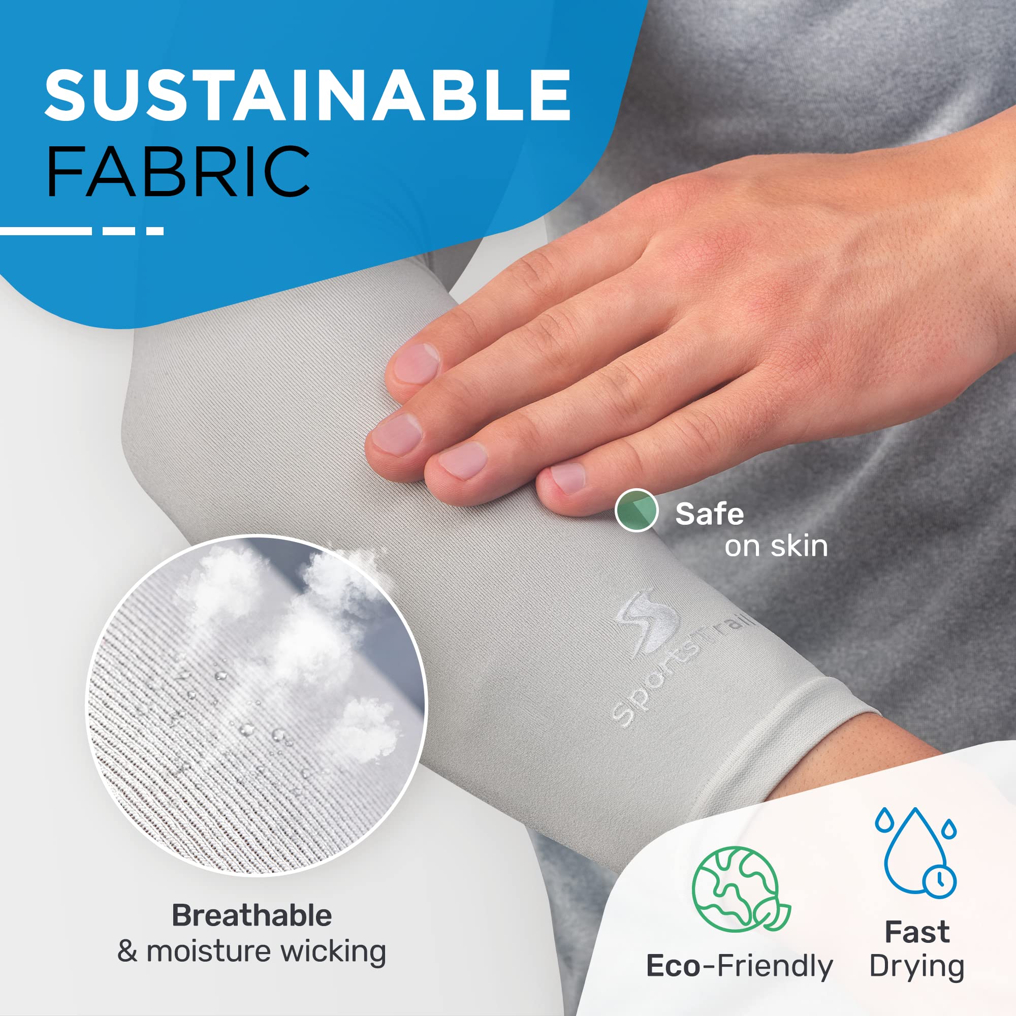 Sportstrail Cooling Arm Sleeves For Men & Women - Breathable, Moisture-Wicking Arm Sleeves For Women, Men & Kids