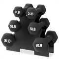 BalanceFrom Neoprene Coated Iron Dumbbell Hex Weights Set with Stand - Color-Coded or Black Options with Non-Slip Grip for Stren