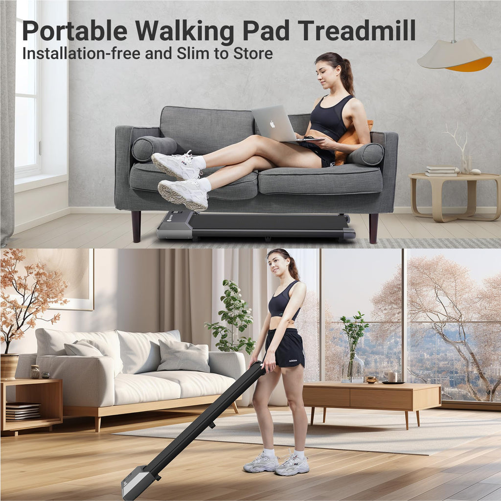 Deerrun Walking Pad, 2024 Upgrade Smart Walking Treadmill Under Desk, Led Display & App/Remote Control Small Treadmills For Home