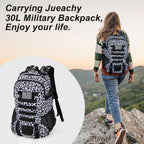 Jueachy Tactical Backpack For Women Men Hiking Day Pack Molle Military Rucksack Waterproof 30L Edc Bag With Usa Flag Patch Leopa