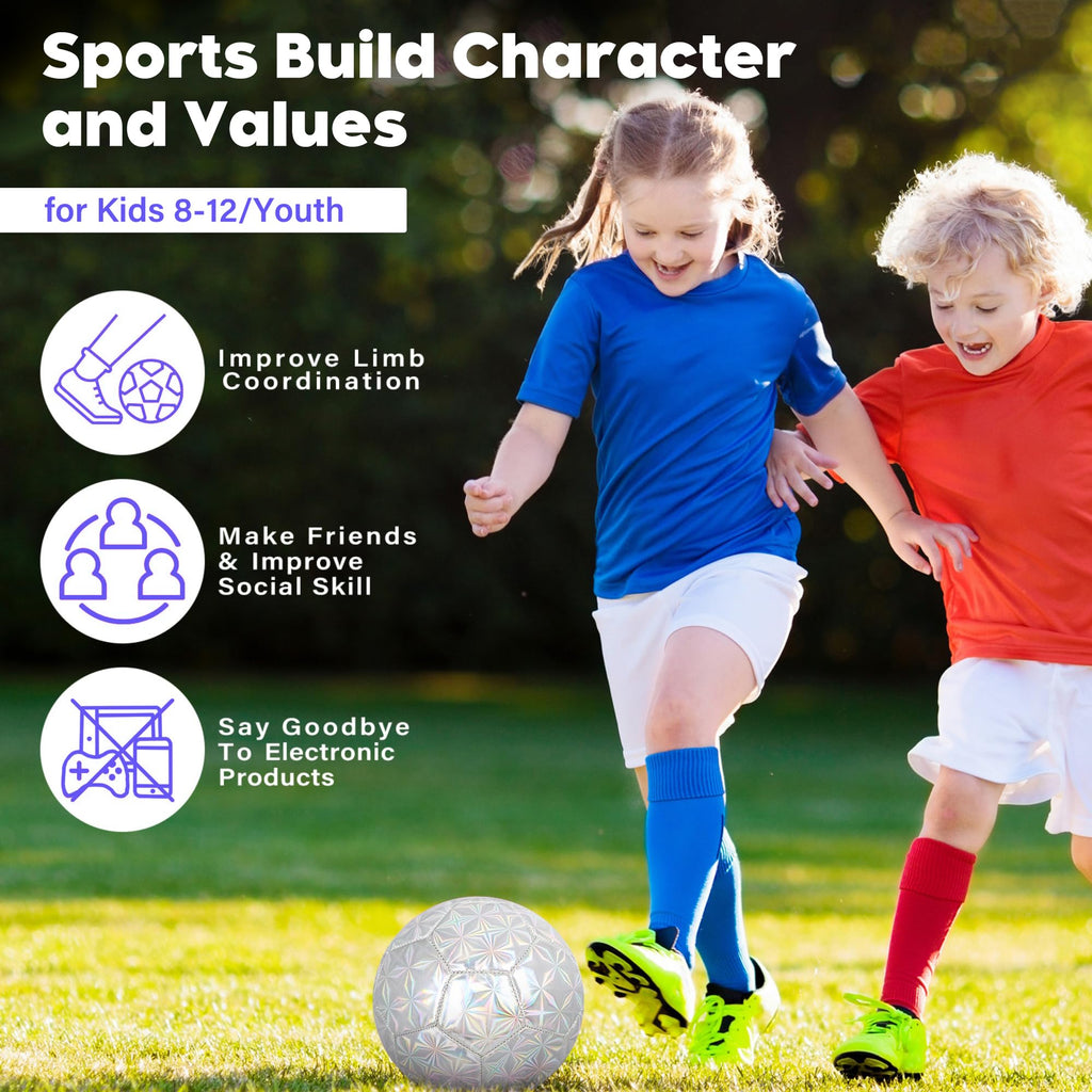 Champhox Size 4 Soccer Ball Glitter - Kids Aged 4-6 6-8 8-12 Outdoors Sports Training Ball Recreation Playing Ball Teens Girls C
