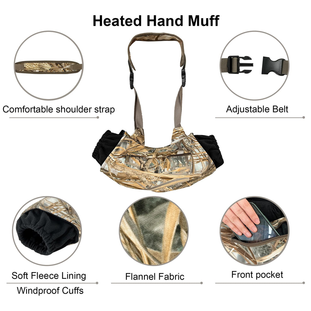 Mdstop Outdoor Hand Warmer Muff Fits For Hunting, Fly Fishing, Camping, Hiking (New Flannel Camo)