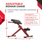 Stamina X Hyperextension Bench - Adjustable And Foldable Roman Chair With Smart Workout App For Home Workout - Up To 250 Lbs Wei