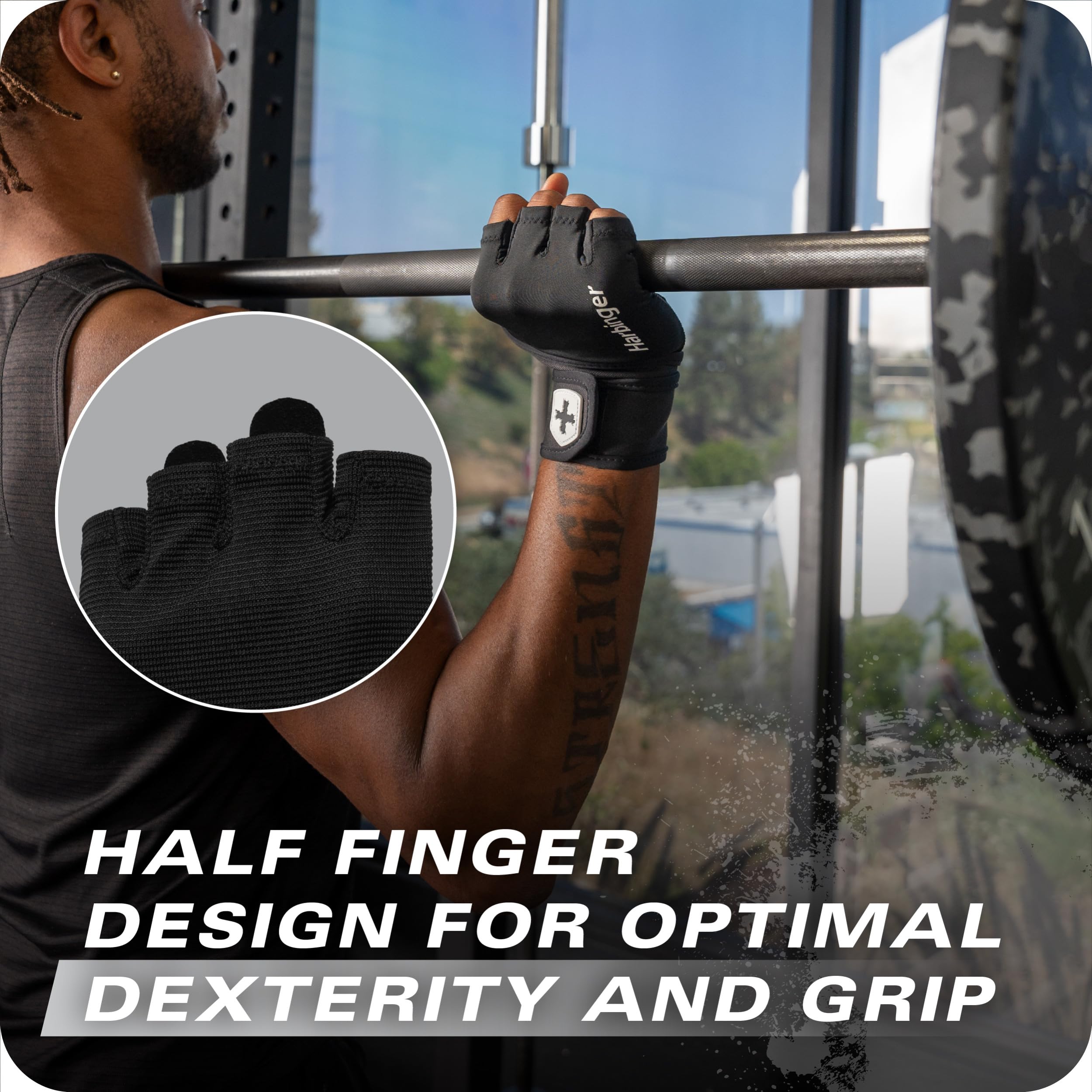Harbinger Pro Wristwrap Gloves 3.0 - Enhanced Grip, Superior Wrist Support, Breathable 4-Way Stretch Lycra, Durable Leather Palm