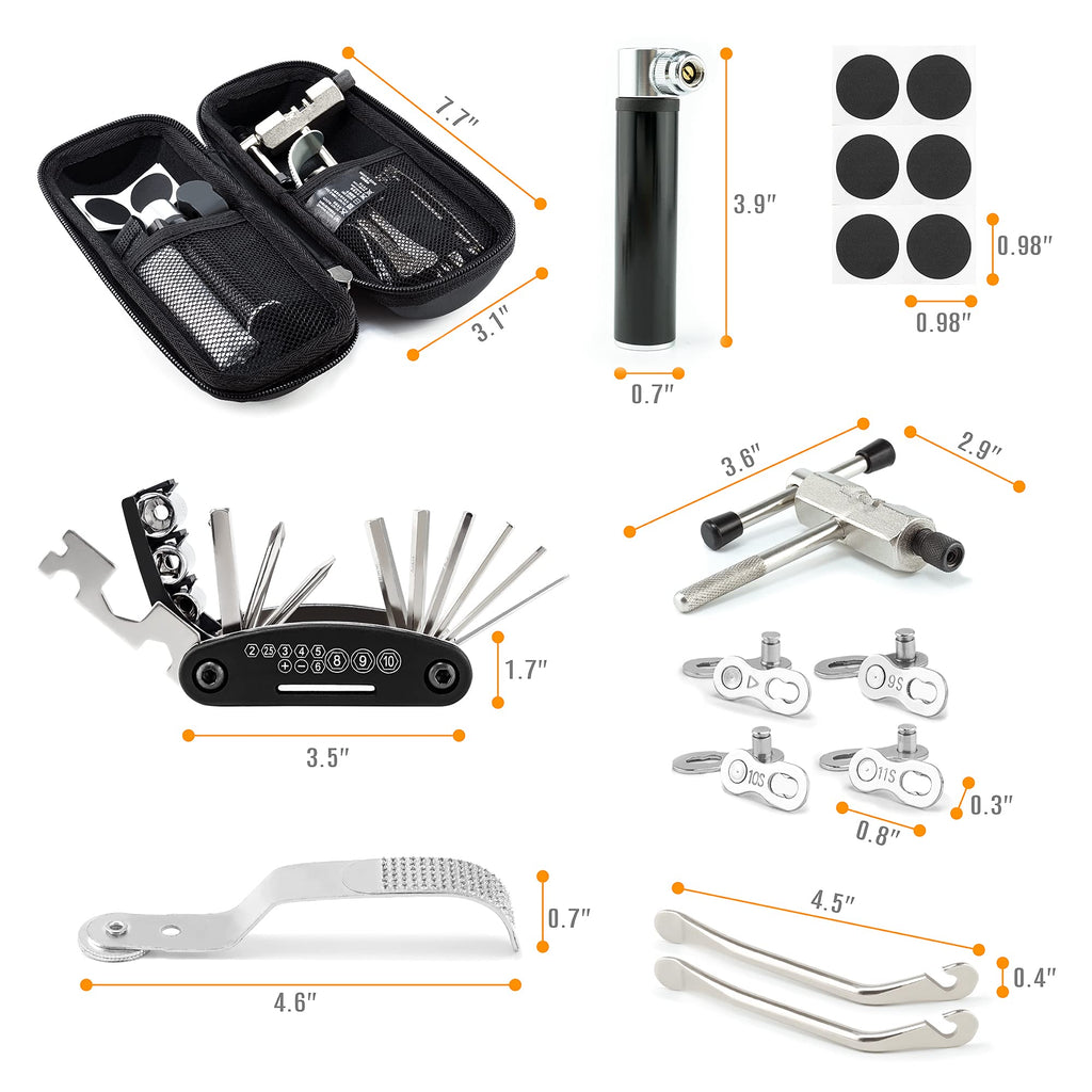 Epessa Bike Tools Bag With Bike Repair Tool Kits Includs Emergency Chain Repair Tool Set Multi Screw Tool Set, Glue-Less Tire Pa
