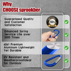 Sprookber 5 Heavy Duty Aluminum Carabiners, Large D-Ring Clips, Spring Snap Hooks For Camping, Hiking, Keychain, Dog Leash (Set