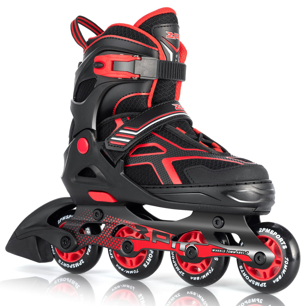 2Pm Sports Torinx Boys Adjustable Inline Skates, Fun Beginner Roller Skates For Kids, Youth, Girls, Men And Women - Red Medium