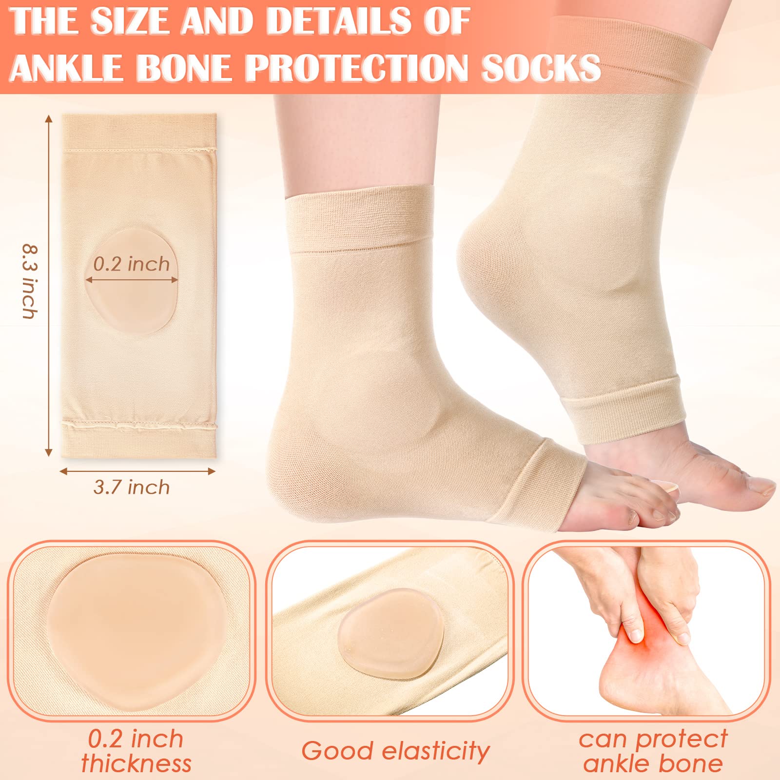 2 Pairs Padded Skate Socks Ankle Protector Ice Skating Boots Socks Skate Ankle Guards Ankle Sleeve Pad For Boots, Skates, Splint