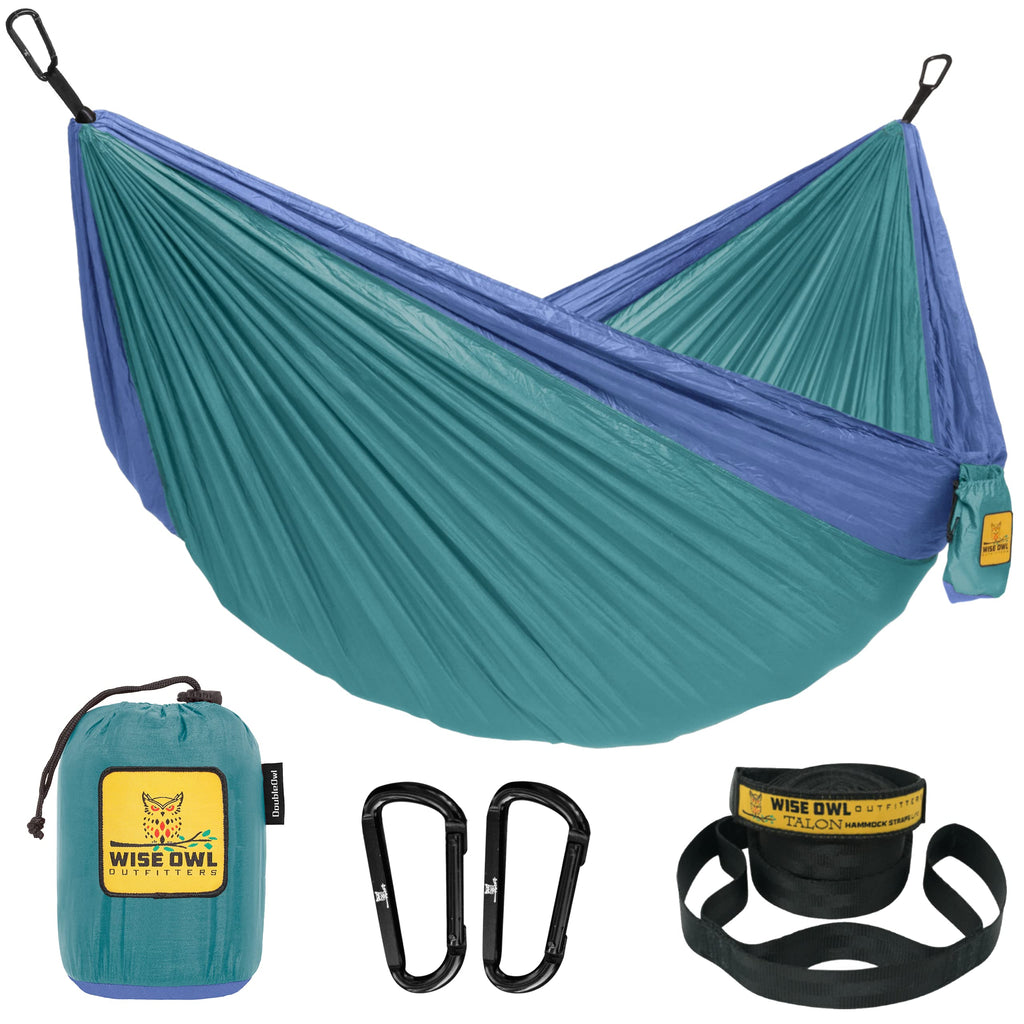 Wise Owl Outfitters Camping Hammock - Camping Essentials, Portable Hammock w/Tree Straps, Double Hammock for Outside, Hiking, an