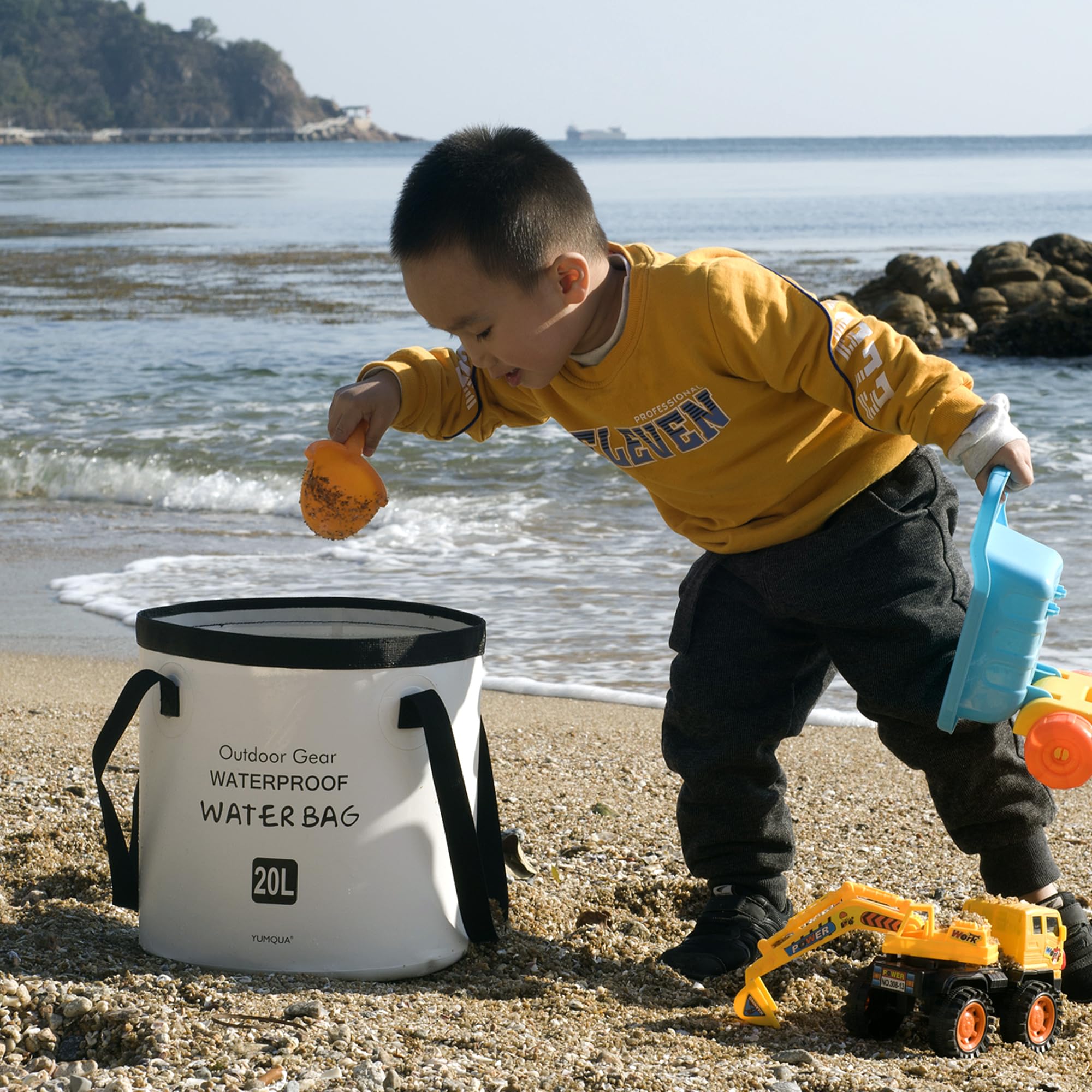 Yumqua Collapsible Bucket 5 Gallon(20L), Multifunctional Portable Folding Bucket Water Container Wash Basin For Camping Fishing