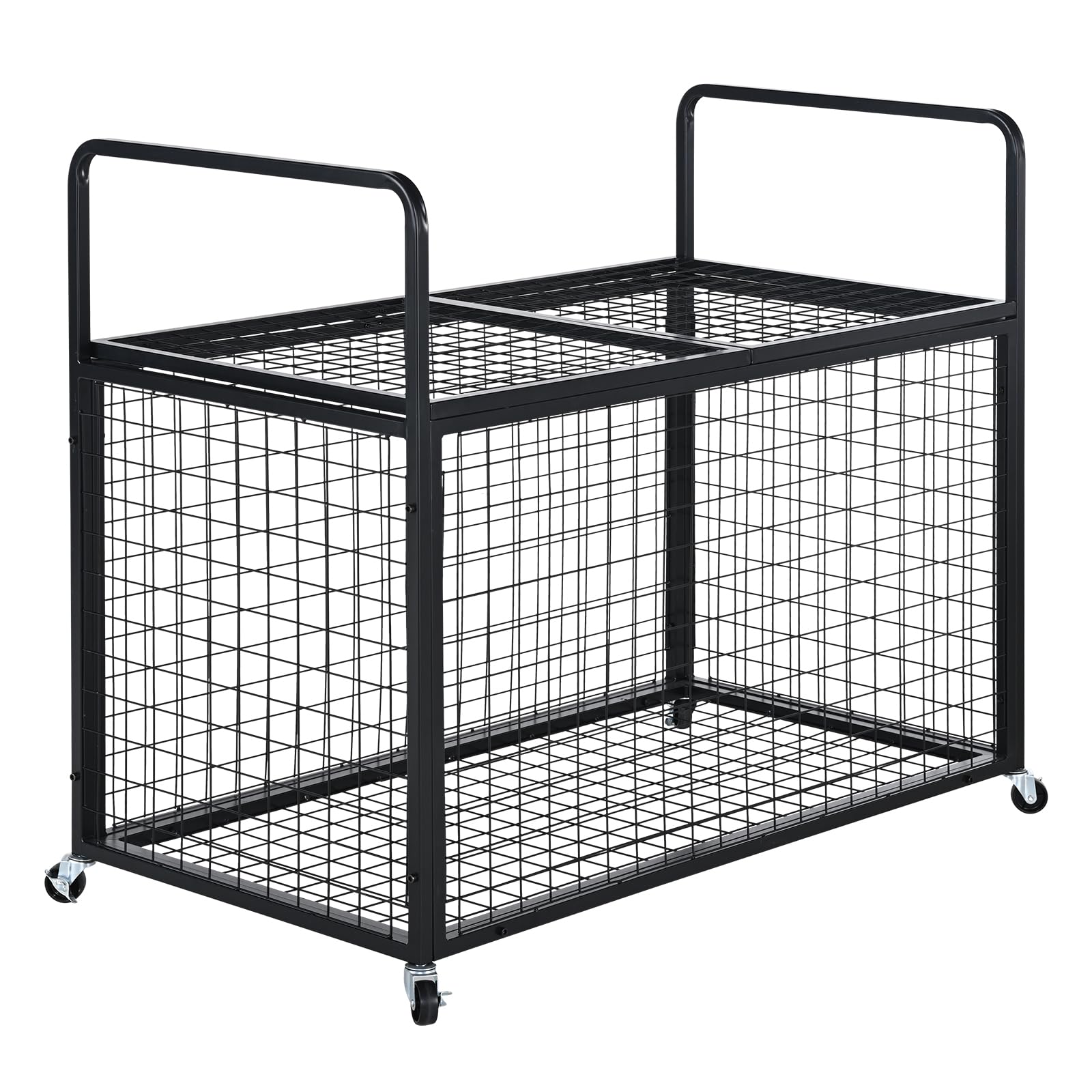 Vevor Rolling Sports Ball Storage Cart, Lockable Basketball Cage With Double Lids, Sport Equipment Holder Organizer For Indoor O