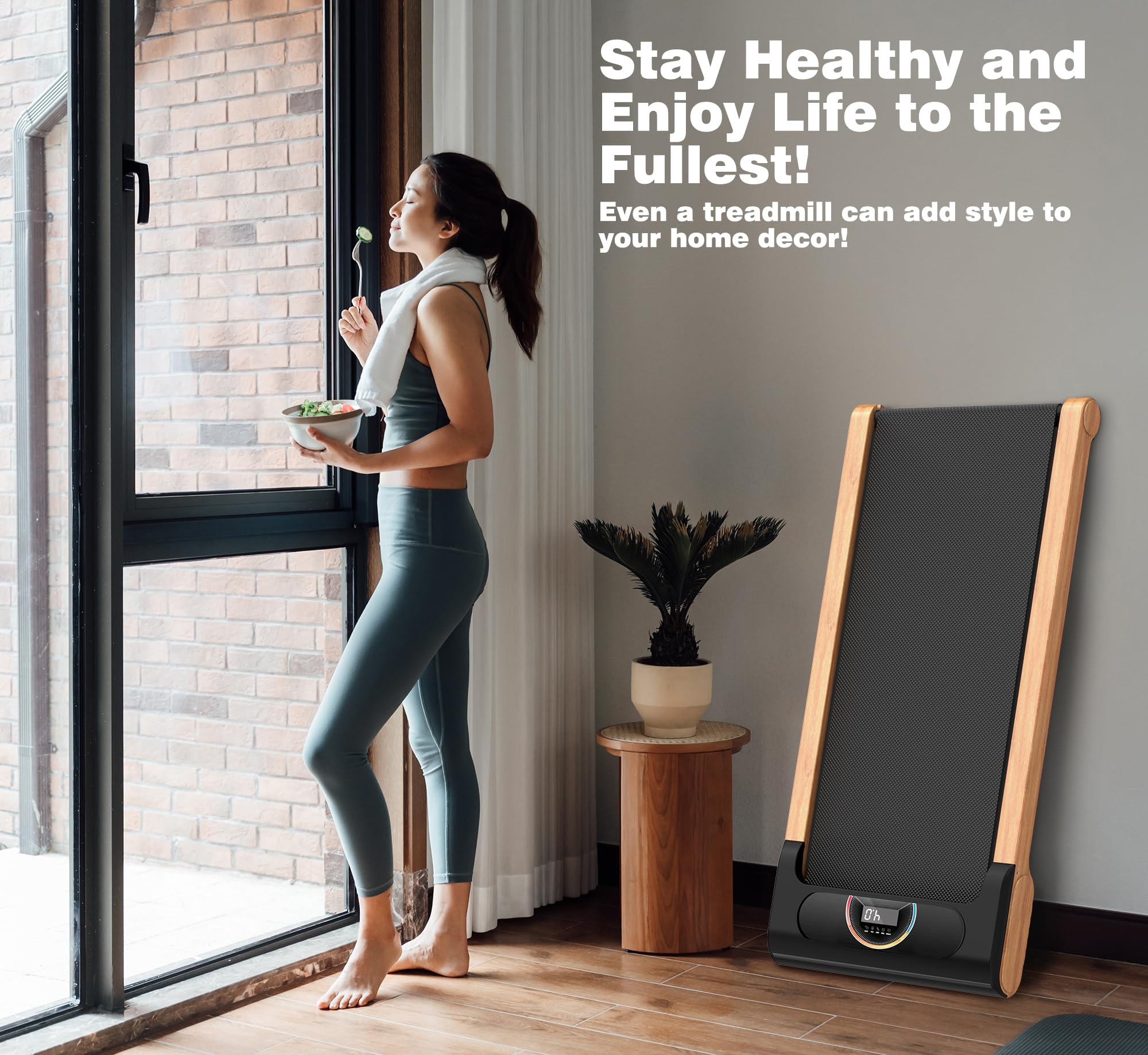 Walking Pad, High Grade Wood Under Desk Treadmill 300Lbs Capacity, Max 2.5 Hp Electric Treadmill For Home Office Installation-Fr