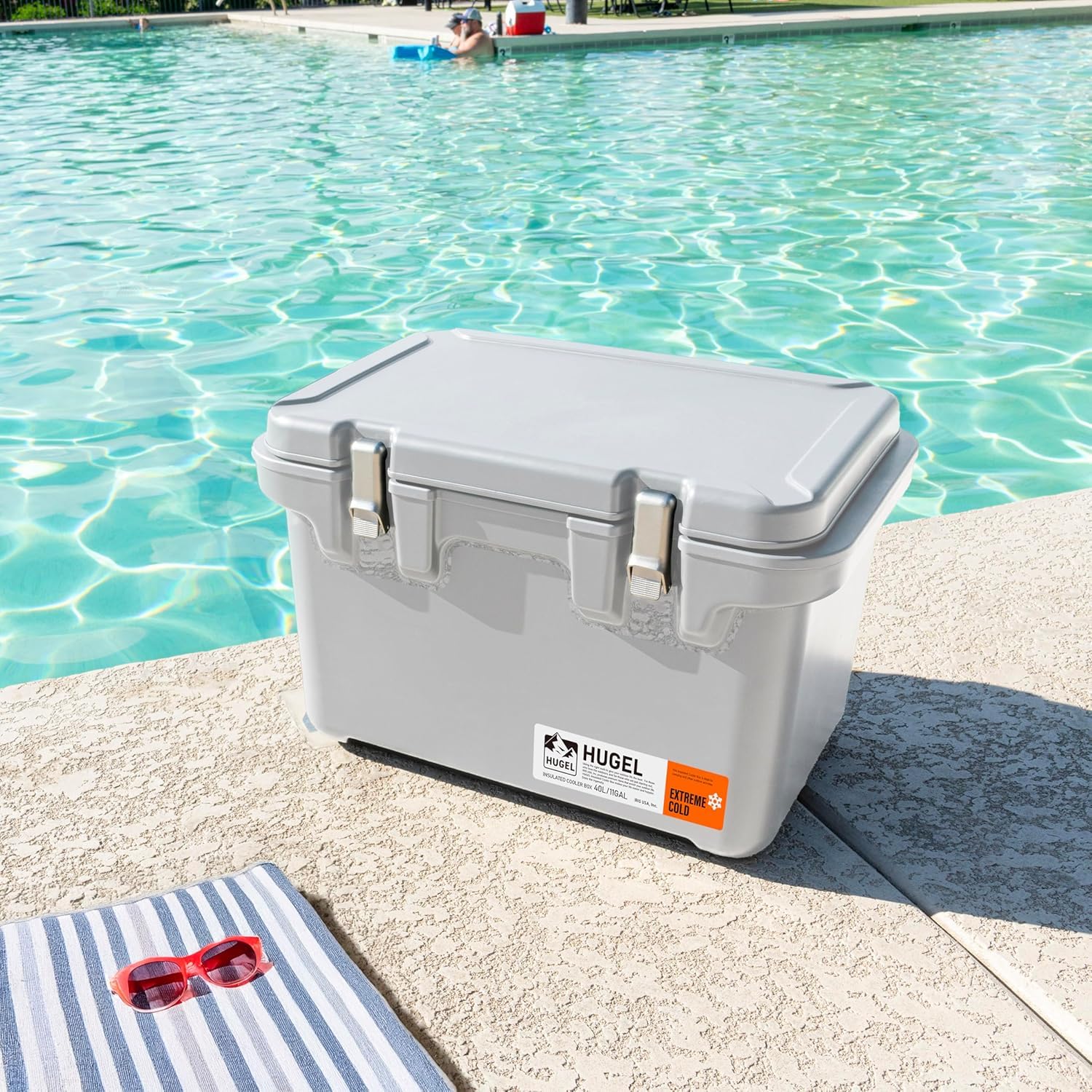 Iris Usa Hugel 44 Qt Cooler, Heavy Duty Metal Buckles, Leak-Free Design, Durable Hard Cooler, Ice Chest With Bungee Strap, Molde