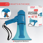 Pyle Compact And Portable Mega Phone Speaker - 40W Waterproof Bullhorn With Alarm Siren, Adjustable Volume, Led Flashlight, And