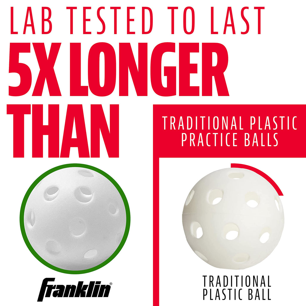 Franklin Sports Mini Plastic Baseballs - Mlb Indestruct-A-Ball Batting Practice Small Training Balls - 1.5''- White - 12 Pack