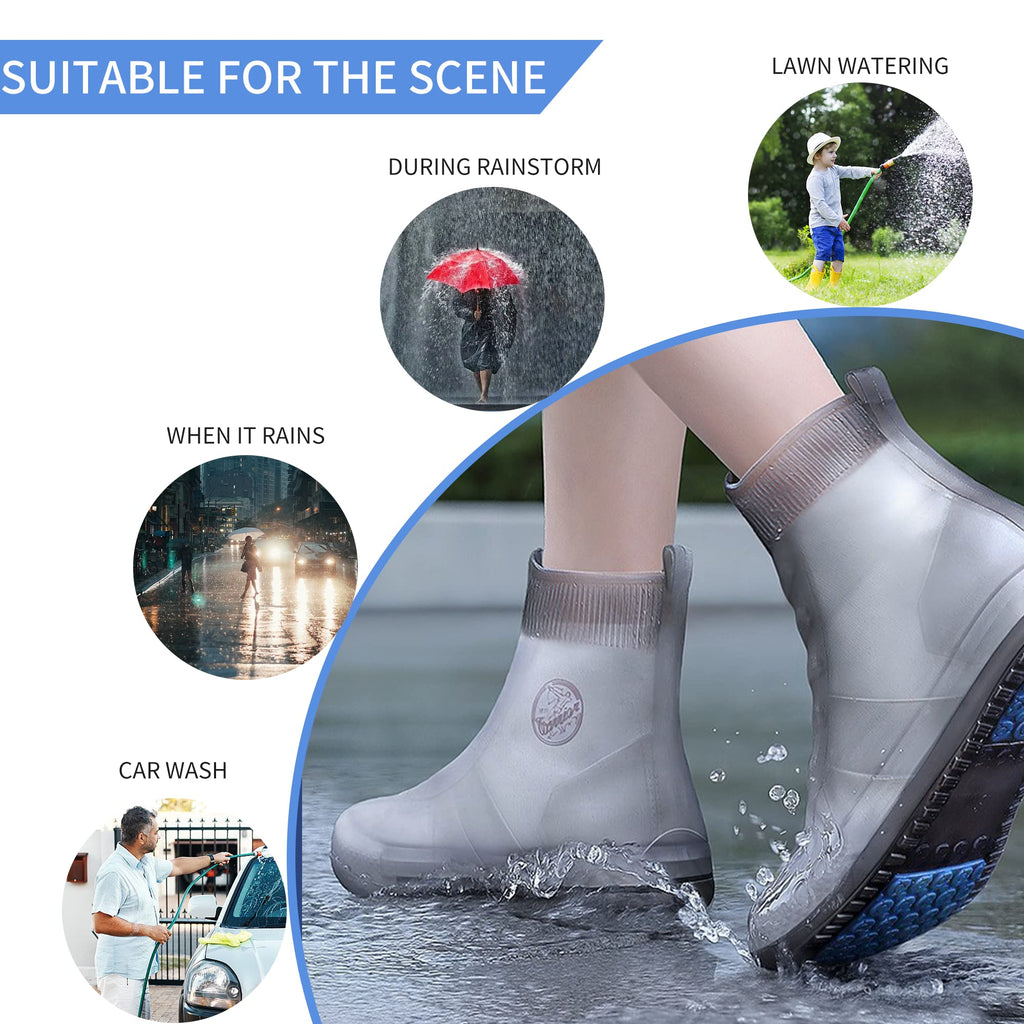 Soogree Shoe Covers Waterproof Rain Shoes Covers Reusable Foldable Rain Boots Slip Resistant Rubber Sole Overshoes Protectors Fo
