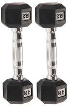 Fitvids Rubber Encased Exercise & Fitness Hex Dumbbell, Hand Weights With Anti-Slip Metal Handle For Home Gym, Multiple Sizes