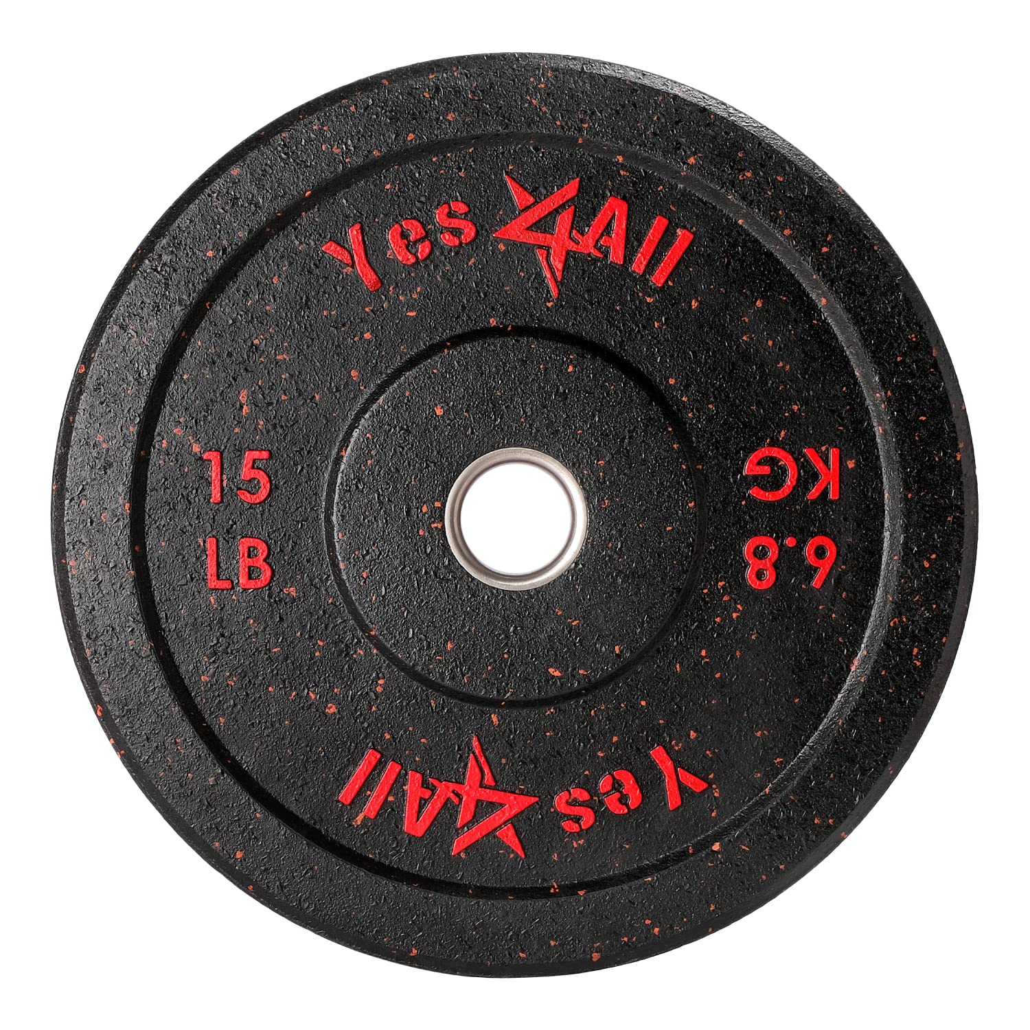 Yes4All 2-Inch Bumper Plate, Olympic Weight Plates for Weightlifting & Strength Training - 15 LBS (Single)