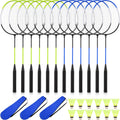 Chitidr 12 Pack Badminton Rackets Set Including Badminton Racquets, Nylon Shuttlecocks and Carry Bag for Outdoor Backyard Games 