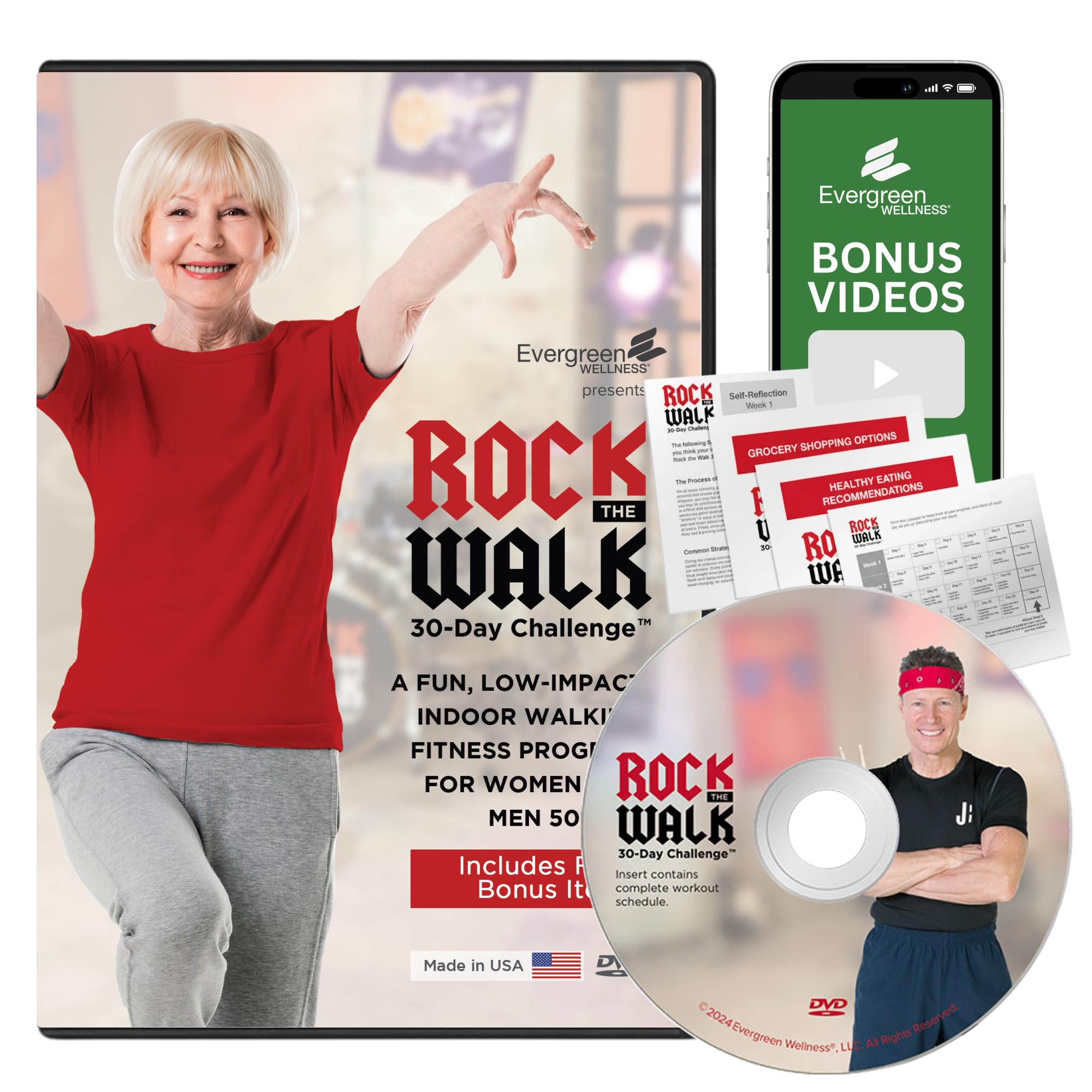 Walking Exercise DVD for Seniors, Rock the Walk At Home DVD 30 Day Challenge - Low Impact DVD Just 8 Minutes Per Day Walking DVD