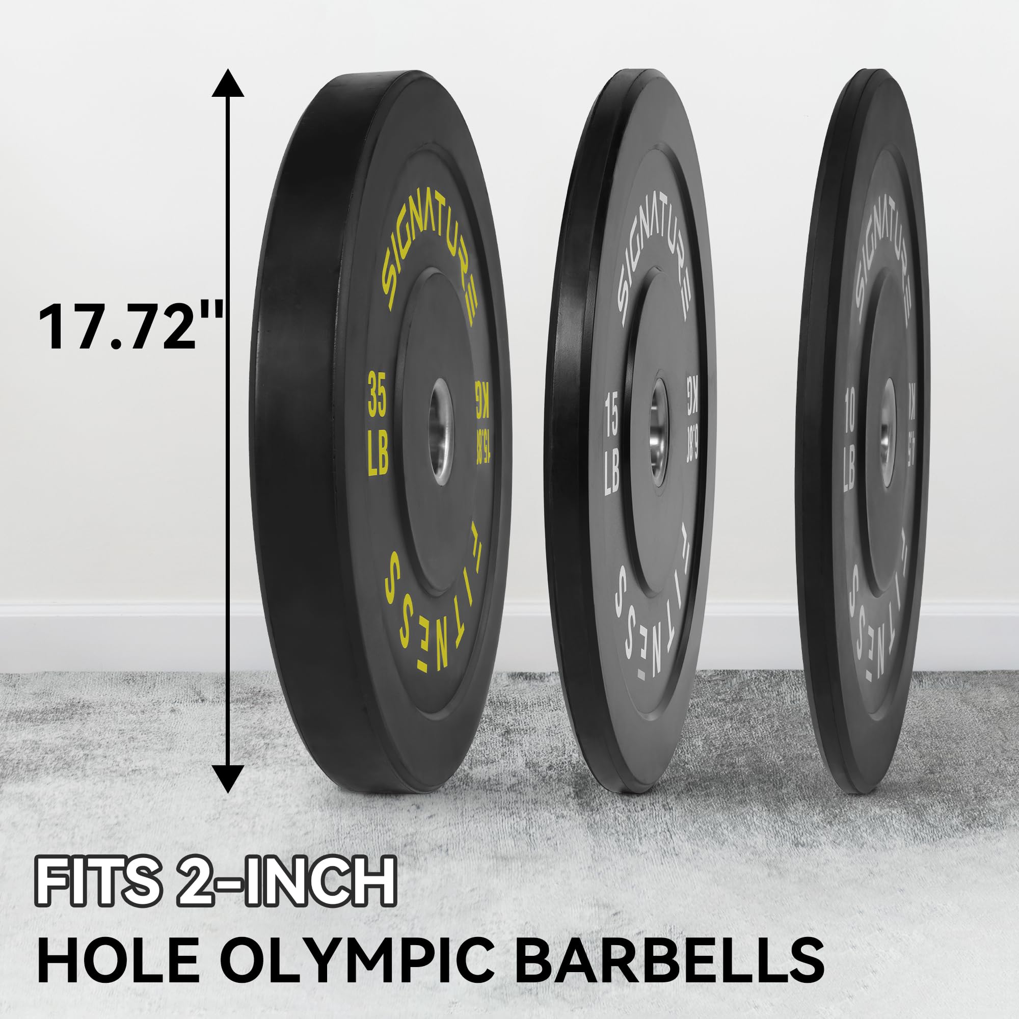 Fitvids 2'' Olympic Bumper Plate Weight Plates With Steel Hub, 120-Pound Set, 2X 10Lb, 2X 15Lb, 2X 35Lb