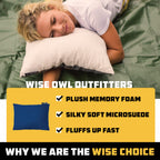 Wise Owl Outfitters Camping Pillow - Memory Foam Travel Pillow for Airplane Sleeping, Hiking, Backpacking & Outdoor Use - Small