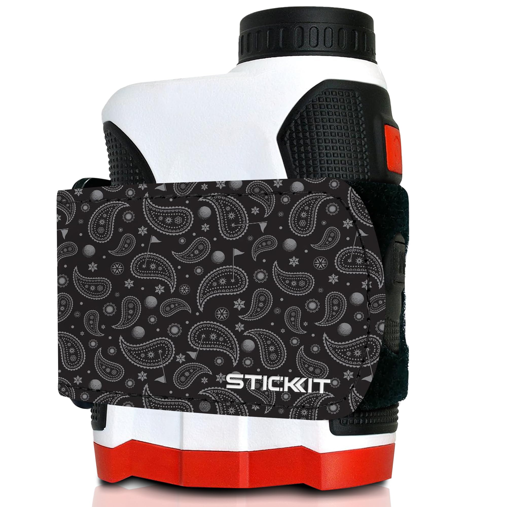 STICKIT Magnetic Rangefinder Strap, Black Paisley |Fits 50+ Models | Strong Magnet for Golf Cart & Club Attachment | Slim, Adjus