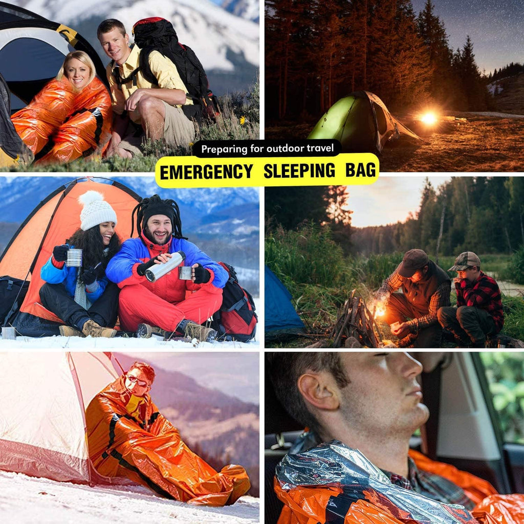 4 Packs Emergency Thermal Sleeping Bag, Survival Bivvy Sacks Blanket With Whistle, Waterproof Lightweight Survival Shelter Blank
