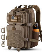 Hannibal Tactical 30L Molle Assault Pack, Tactical Backpack Military Army Camping Rucksack With Bottle Holder, 3-Day Pack, Khaki