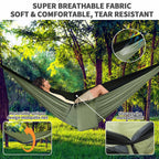 Gymolo Camping Hammock - Hammocks With Mosquito Net Tent And Rain Fly Tarp, Portable Single & Double Nylon Parachute Hammock Wit