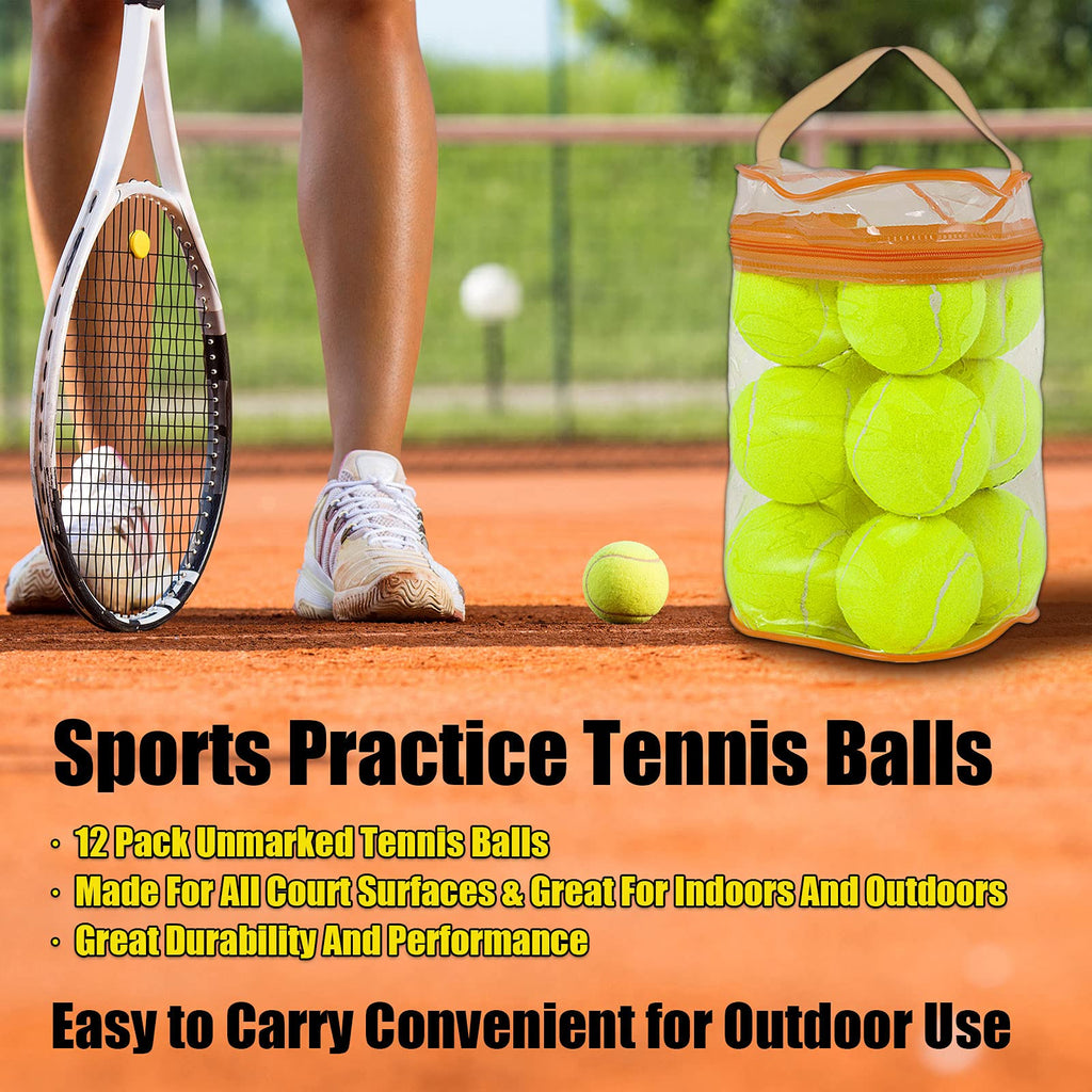 Gkk Tennis Balls 12 Pack Durable Pressurized Tennis Balls Yellow Felt Training Tennis Balls High Bounce Practice Tennis Balls Fo