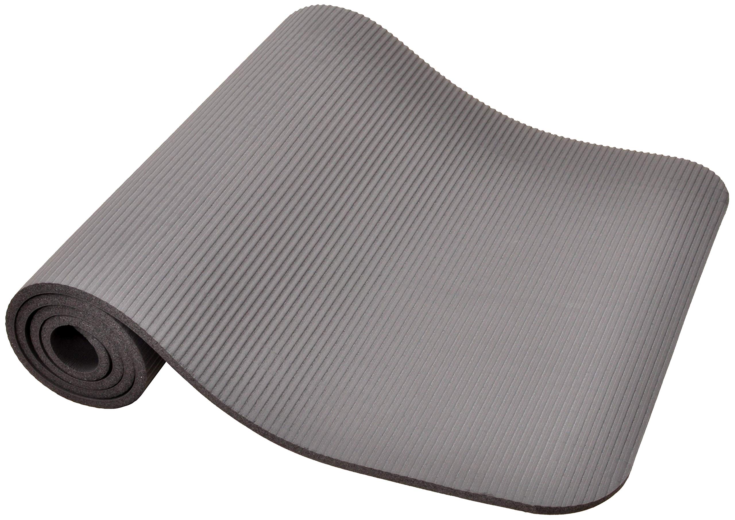 Balancefrom All Purpose 1/2-Inch Extra Thick High Density Anti-Tear Exercise Yoga Mat And Knee Pad With Carrying Strap, Gray