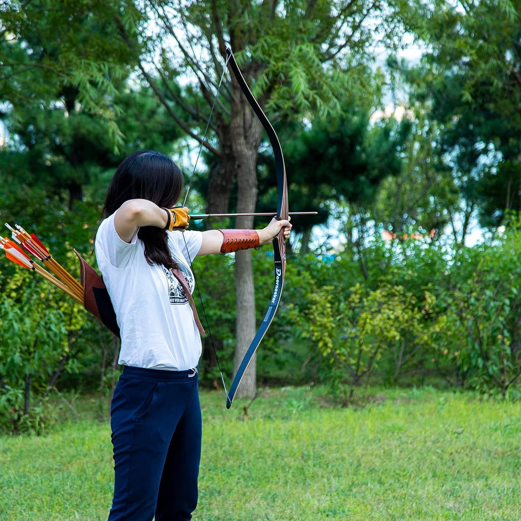 Deerseeker Outdoor Archery 54 Traditional Bow Hunting Longbow With Bamboo Core Limbs Handmade Recurve Bow Rh/Lh For Targeting Pr