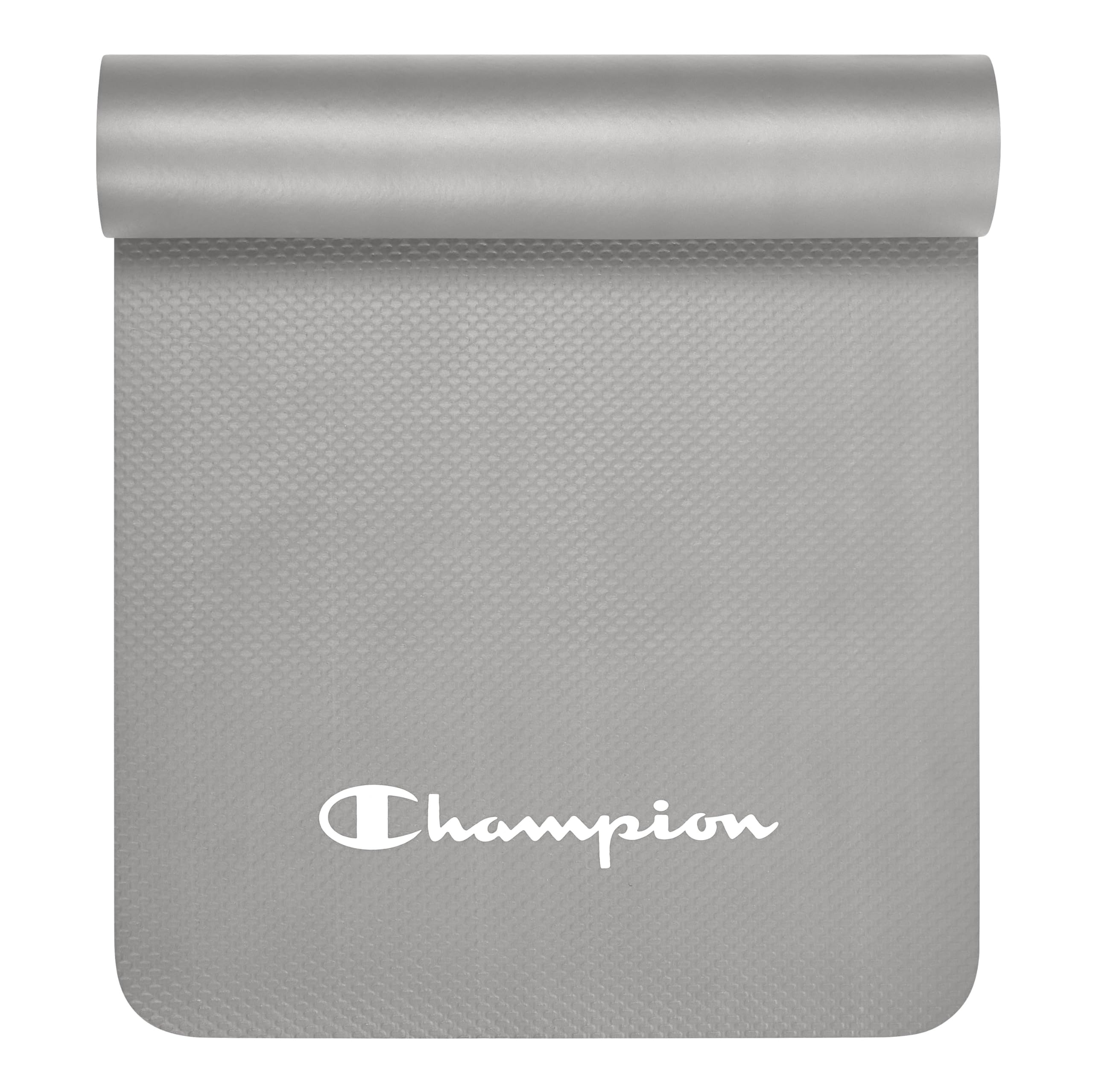 Champion 10mm Exercise Mat, Grey, Cushioned Non-Slip Workout Mat with Textured Base for Yoga, Pilates, Stretching & Floor-Based 