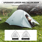Naturehike Cloud Up Ul 2 Person Backpacking Tent, Double Layer Two Person Tent With Footprint, 15D Nylon Waterproof Ultralight T