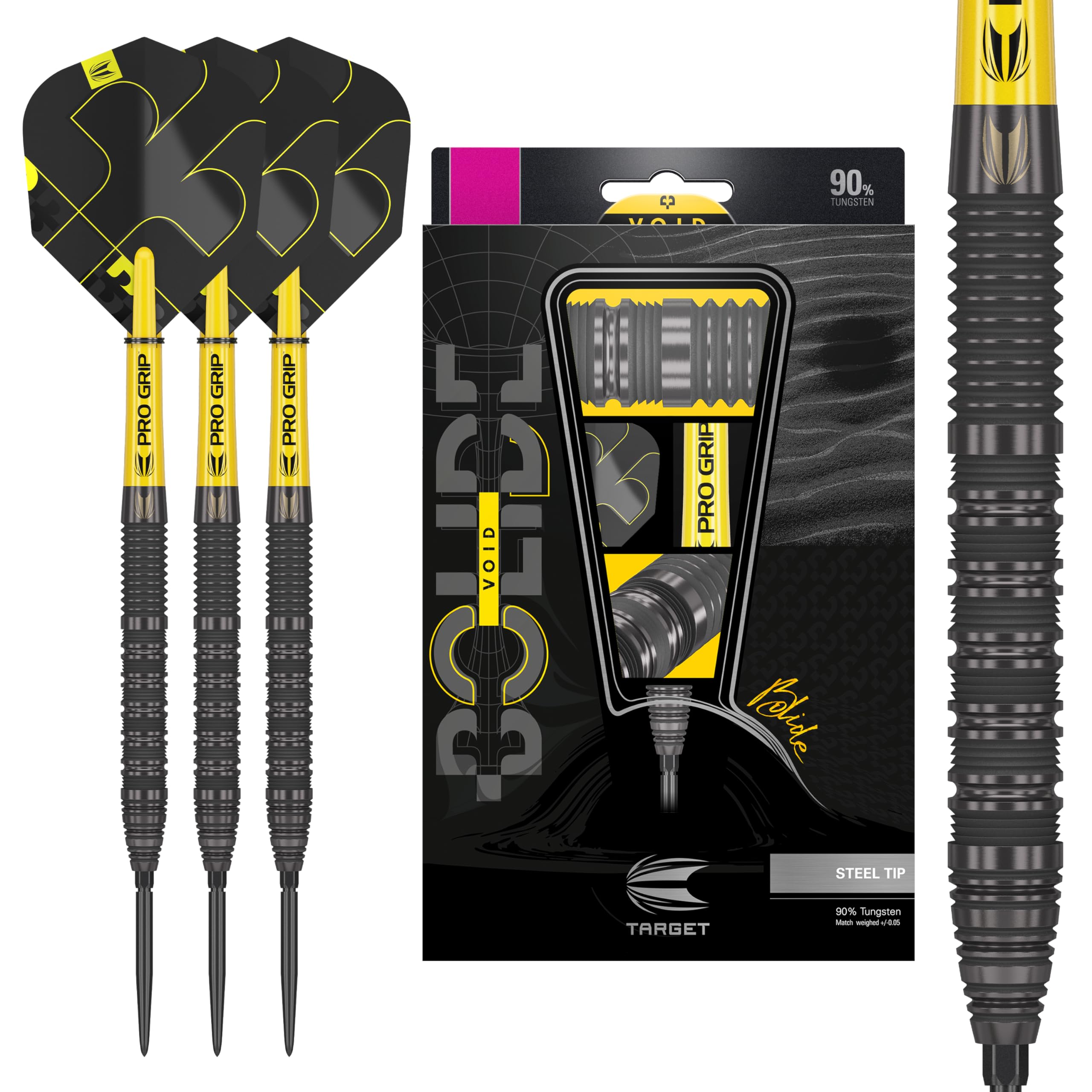 TARGET Darts Bolide Void 01 25G 90% Tungsten Swiss Point Steel Tip Darts Set