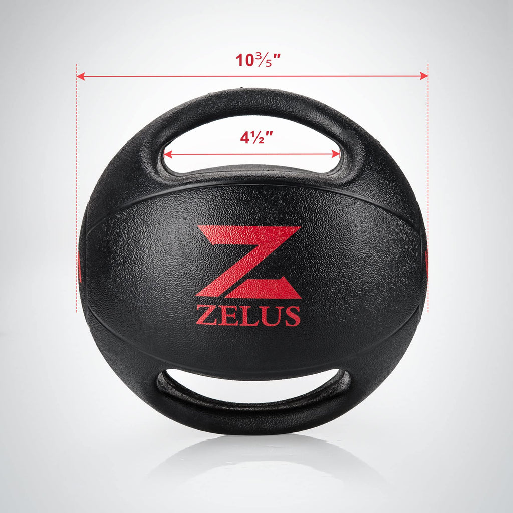 Zelus Medicine Ball With Dual Grip 10/20 Lbs Exercise Ball Weight Ball With Handles Textured Grip Exercise Ball Strength Trainin