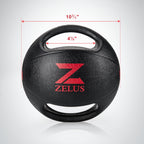 Zelus Medicine Ball With Dual Grip 10/20 Lbs Exercise Ball Weight Ball With Handles Textured Grip Exercise Ball Strength Trainin