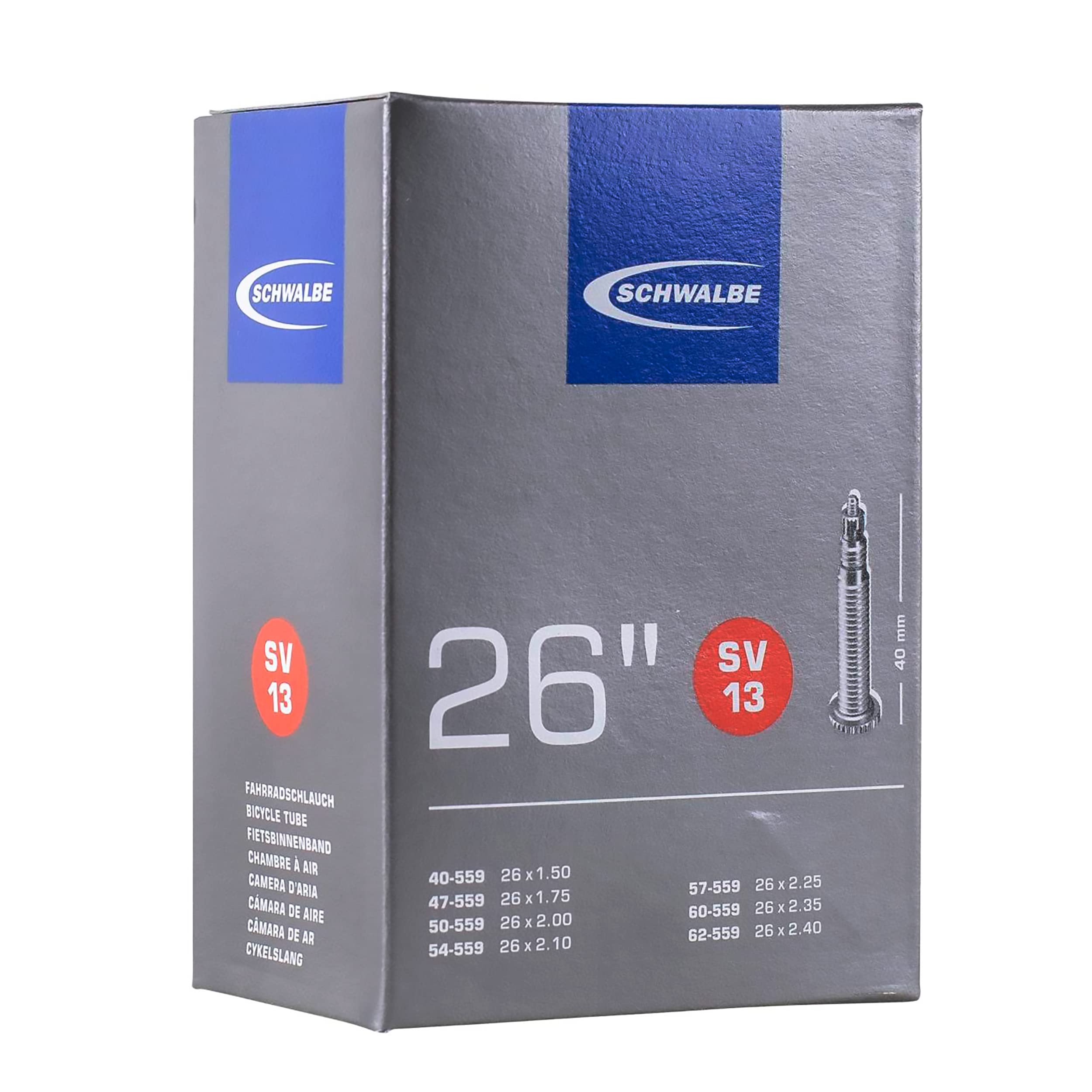 Schwalbe Bicycle Tube With 40Mm Presta Valve, 26 X 1.5-2.5-Inch