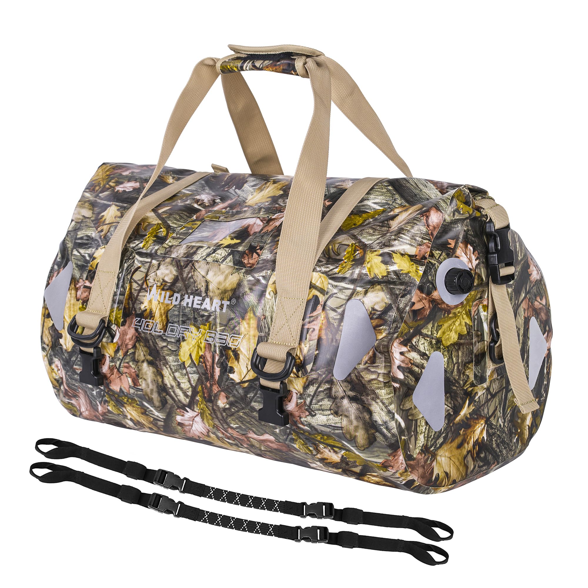 WILD HEART Waterproof Motorcycle Dry Bag PVC500D With Rope Straps and Inner Pocket 40L 66L 100L for Kayaking, Camping, Boating,M